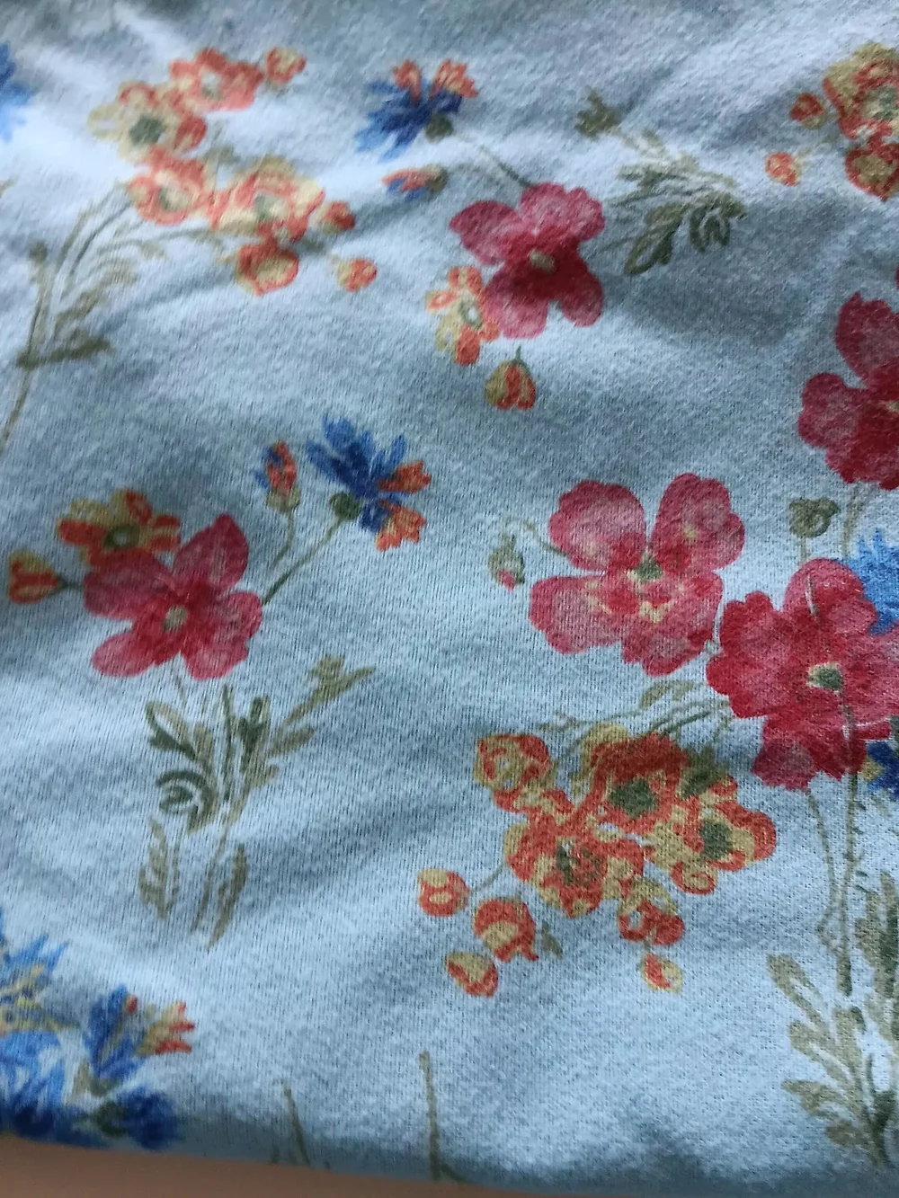 LL BEAN KING Cotton Flannel Duvet Cover Blue Floral Button Closure 100% Cotton